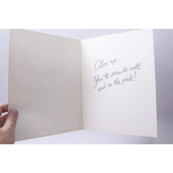 Get Well, Card, Coby, White Puppy, Flower, Pink, Folding, Stationery, M-15-02 - Picture 2 of 2